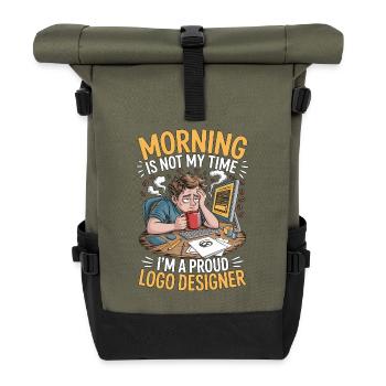Logo Designer Morning Is Not My Time Illustrator - Roll Top Backpack - olive/black - Front
