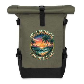Favorite time at the beach - Roll Top Backpack - olive/black - Front