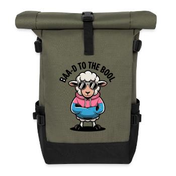BAA-D TO THE BOOL COOL Nerdy Sheep for - Roll Top Backpack - olive/black - Front