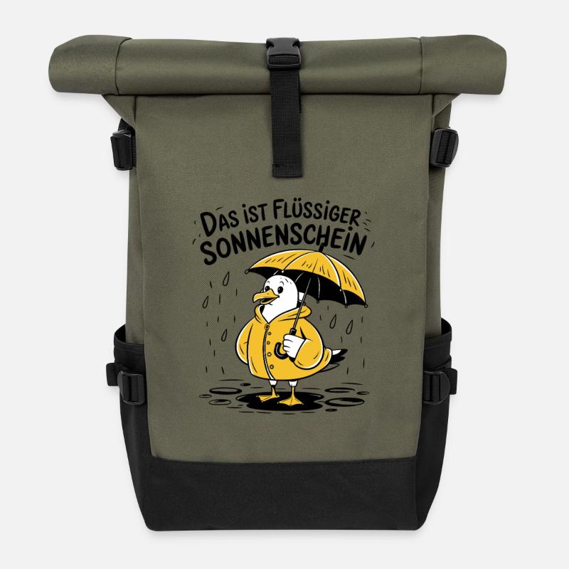  Das Ist Flüssiger Sonnenschein Lustige Möwe Im - Rolltop Rucksack - Olive/Schwarz