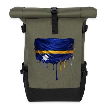 NauruFlag Tropfenkunst - Rolltop Rucksack - Olive/Schwarz - Vorne