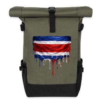 Costa Rica Dripping Flag - Roll Top Backpack - olive/black - Front