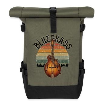 Retro Vintage Bluegrass Mandolin Bluegrass Music - Roll Top Backpack - olive/black - Front