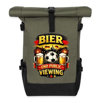 Bier & Public Viewing – Fußballfeier Deutschland - Rolltop Rucksack - Olive/Schwarz - Vorne