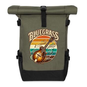 Retro Vintage Bluegrass Music Mandolin - Roll Top Backpack - olive/black - Front