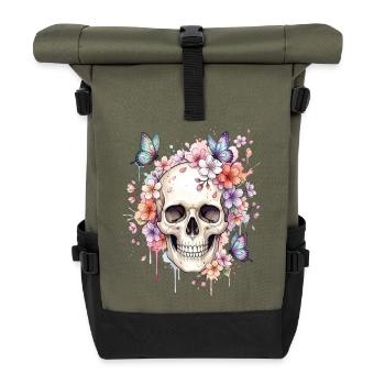 Sakura Kirschblüte - Rolltop Rucksack - Olive/Schwarz - Vorne
