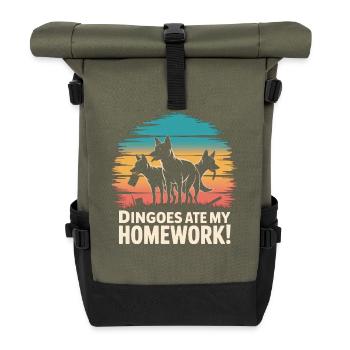 Dingo Australischer Wildhund Tierliebhaber Design - Rolltop Rucksack - Olive/Schwarz - Vorne