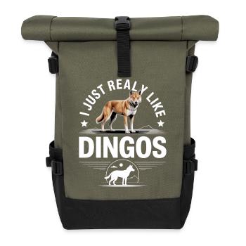 Dingo Australischer Wildhund Tierliebhaber Design - Rolltop Rucksack - Olive/Schwarz - Vorne