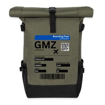 Flugticket La Gomera Urlaub Kanaren Idee  - Rolltop Rucksack - Olive/Schwarz - Vorne