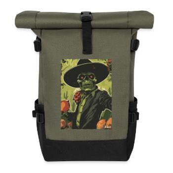 Wüstenskelett in Sombrero - Rolltop Rucksack - Olive/Schwarz - Vorne