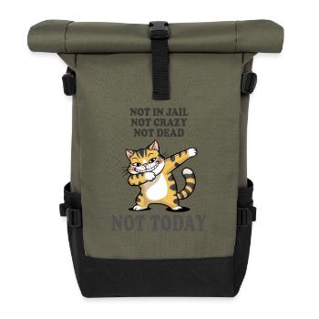 Not Today Funny Cat Sarcasm Design - Roll Top Backpack - olive/black - Front