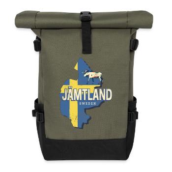 Jämtland in Sweden Province with Map Design - Roll Top Backpack - olive/black - Front