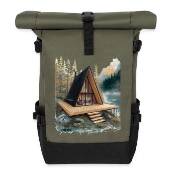 Aframe Lake Retreat - Roll Top Backpack - olive/black - Front