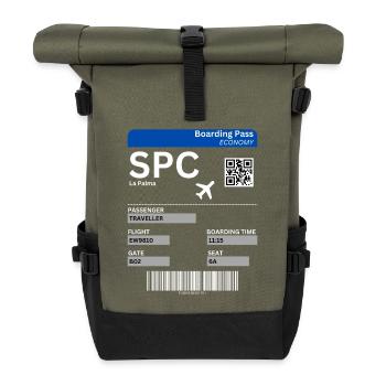 Flugticket La Palma Urlaub Kanaren Idee  - Rolltop Rucksack - Olive/Schwarz - Vorne