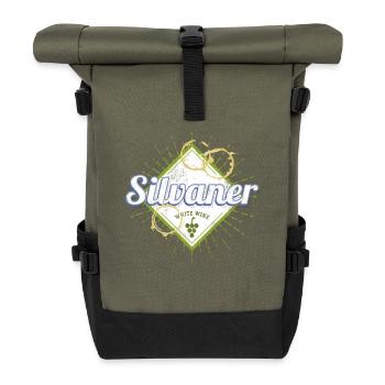 Silvaner with Vine Vintage Wine Drinker Design - Roll Top Backpack - olive/black - Front