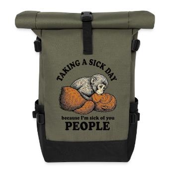 Taking a sick day Baby Monkey Punch - Rolltop Rucksack - Olive/Schwarz - Vorne