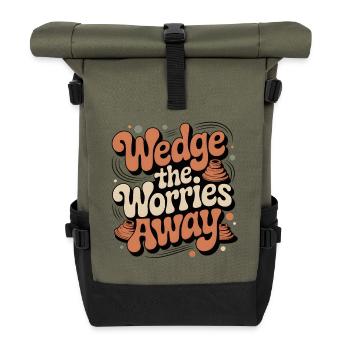 Sorgen wegkneten | Ton Keramik - Rolltop Rucksack - Olive/Schwarz - Vorne