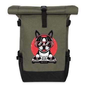 DJ Bulldog avec des écouteurs Musique cool Chien pour - Sac à dos roll top - olive/noir - Devant