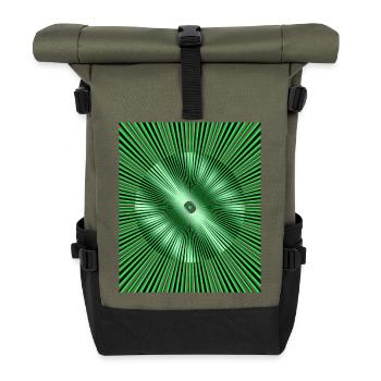 Grüner Strahlenkreis Optik - Rolltop Rucksack - Olive/Schwarz - Vorne