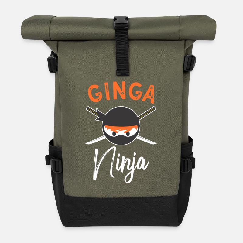 Ginga Ninja Emblem - Roll Top Backpack - olive/black