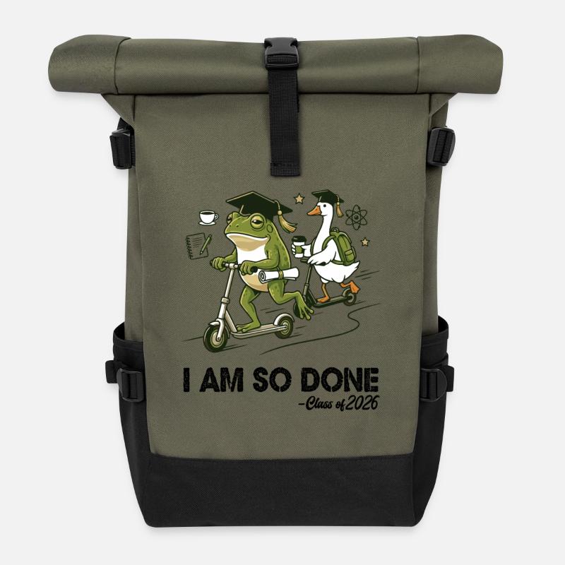I Am So Done Class of 2026 - Roll Top Backpack - olive/black