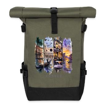Venedig Urlaub Travel – Italien Geschenk - Rolltop Rucksack - Olive/Schwarz - Vorne