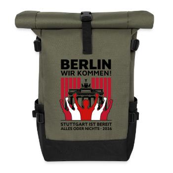 Berlin wir kommen! – Stuttgart Berlin Finale - Rolltop Rucksack - Olive/Schwarz - Vorne