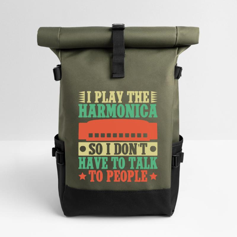 Funny Harmonica Player I Play Don´t Talk Harmonica Rolltop Rucksack