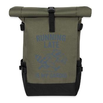 Zu spät dran | Laufhumor Cardio - Rolltop Rucksack - Olive/Schwarz - Vorne