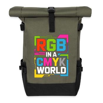 Print Designer RGB In A CMYK World Print Expert - Roll Top Backpack - olive/black - Front