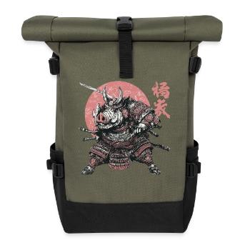 Samurai Boar Armor Clash - Roll Top Backpack - olive/black - Front