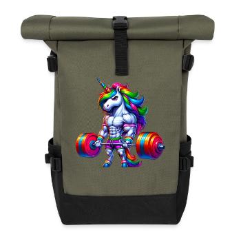 Unicorn Weightlifting Deadlift Fitness Gym - Rolltop Rucksack - Olive/Schwarz - Vorne