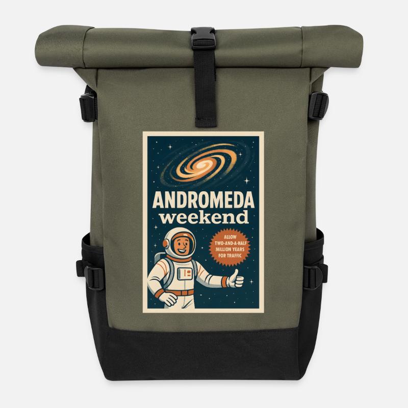 Weekend di Andromeda | Umorismo Spaziale Retrò - Zaino Rolltop - oliva/nero