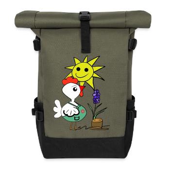 Gardener Chicken Hobby Gardener Chickens Flower - Roll Top Backpack - olive/black - Front