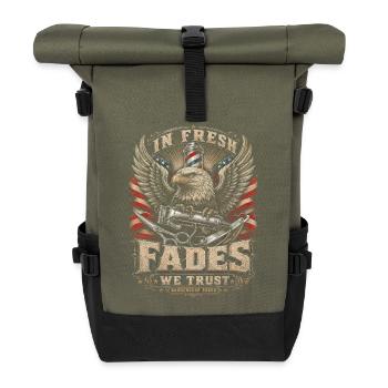 Barber Barbier In Fresh Fades We Trust - Roll Top Backpack - olive/black - Front
