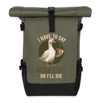 Quatsch-Ente mit Kaffee - Rolltop Rucksack - Olive/Schwarz - Vorne