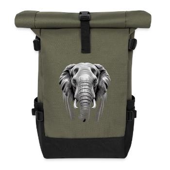 Elephant Head Elephant - Roll Top Backpack - olive/black - Front