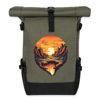 Paysage pittoresque au coucher du soleil - Sac à dos roll top - olive/noir - Devant