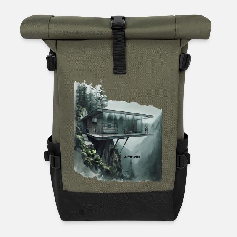 CLIFFHANGER – Moderne Architektur Glasvilla - Rolltop Rucksack - Olive/Schwarz