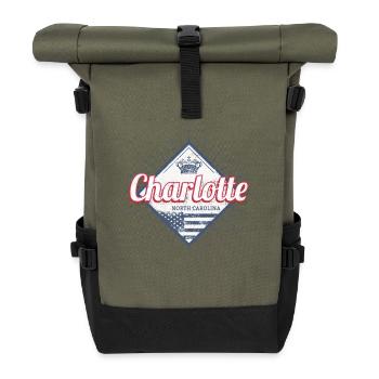 Charlotte City, Caroline du Nord, États-Unis - Sac à dos roll top - olive/noir - Devant
