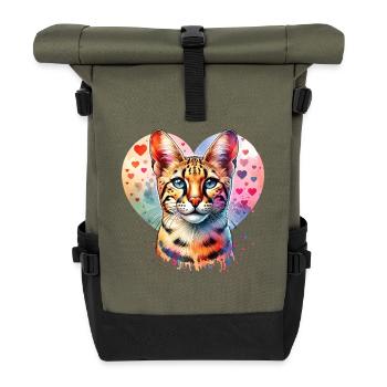 Savannah Cat - Roll Top Backpack - olive/black - Front