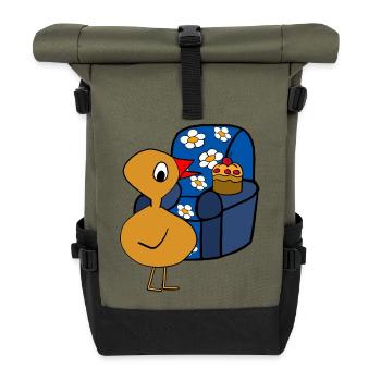 Küken Muffin Sessel Feierabend Huhn - Rolltop Rucksack - Olive/Schwarz - Vorne