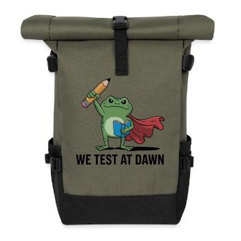 Dawn-Tested Frog Superhero - Roll Top Backpack - olive/black - Front