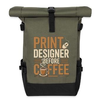 Designer d’impression avant graphiste Amant du café - Sac à dos roll top - olive/noir - Devant