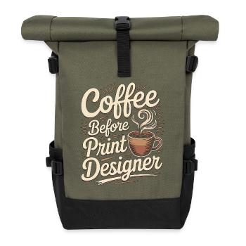 Designer d’estampes Café Graphiste Passionné de café - Sac à dos roll top - olive/noir - Devant