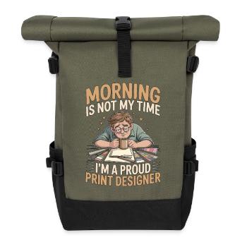 Print Designer Morning n’est pas mon temps Expert en impression - Sac à dos roll top - olive/noir - Devant