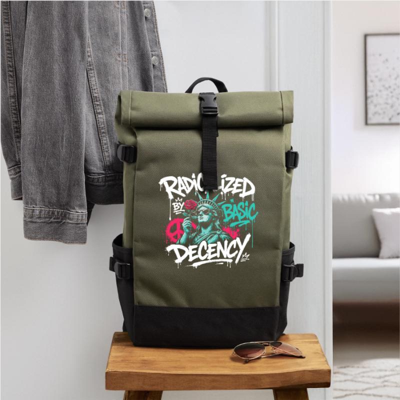 Radikalisierte Basic Decency Graffiti Rolltop Rucksack