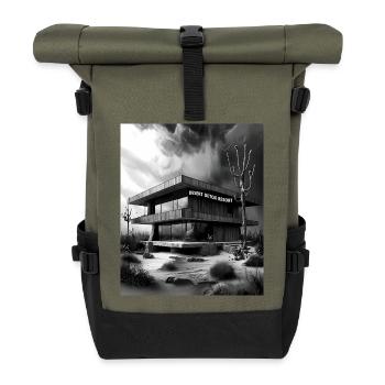 DESERT DETOX RESORT - Brutalist Architecture Sketc - Roll Top Backpack - olive/black - Front