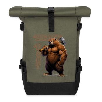 Muskulöser Maulwurf mit Hammer - What's Next - Rolltop Rucksack - Olive/Schwarz - Vorne