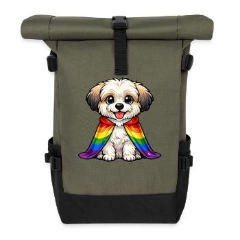 Chien de la fierté havanaise cape arc-en-ciel LGBTQ - Sac à dos roll top - olive/noir - Devant